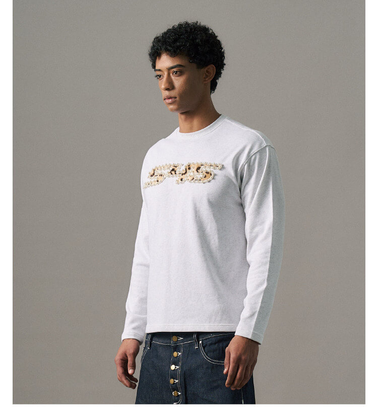 S45 Leopard Patch Pearl Logo Long Sleeve Tee | Face 3 Face