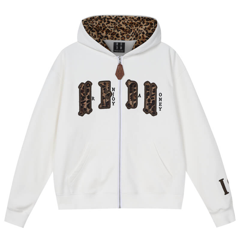MEDM Leopard Faux Fur Layered Zip Up Hoodie | Face 3 Face