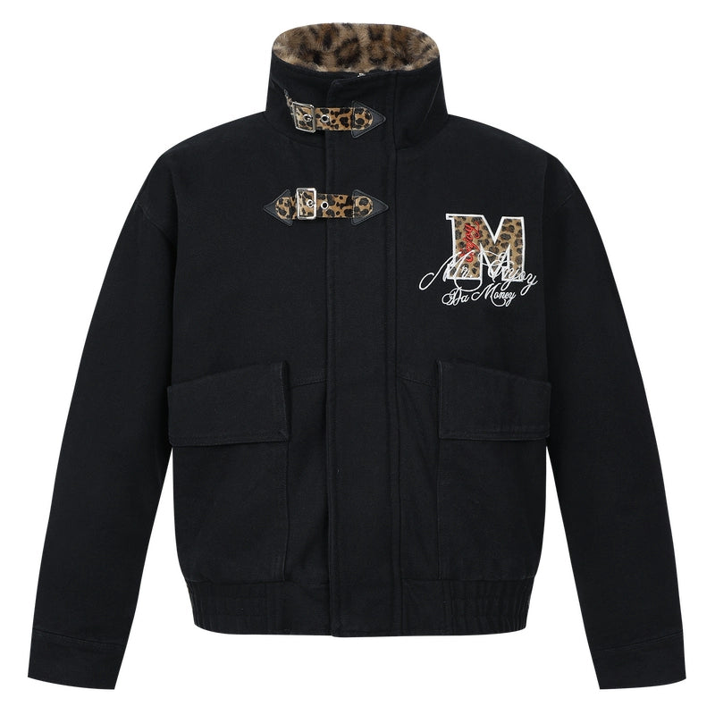 MEDM Leopard Collar Belted Work Jacket | Face 3 Face