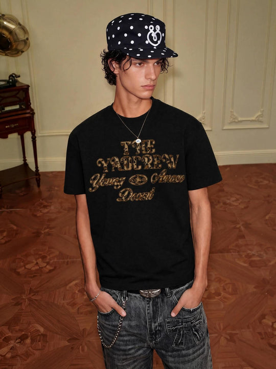 YADcrew Fuzzy Leopard Logo Patch Tee | Face 3 Face