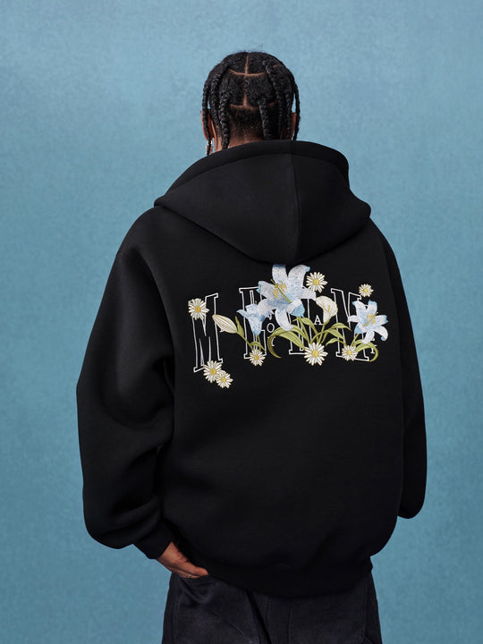 MEDM Floral Embroidery Air Layer Zip-Up Hoodie | Face 3 Face