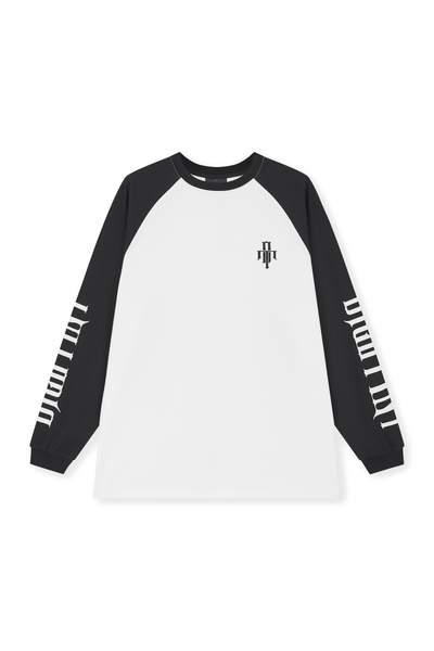 DICETINY Logo Print Raglan Color Blocked Waffle Long Sleeve Tee | Face 3 Face