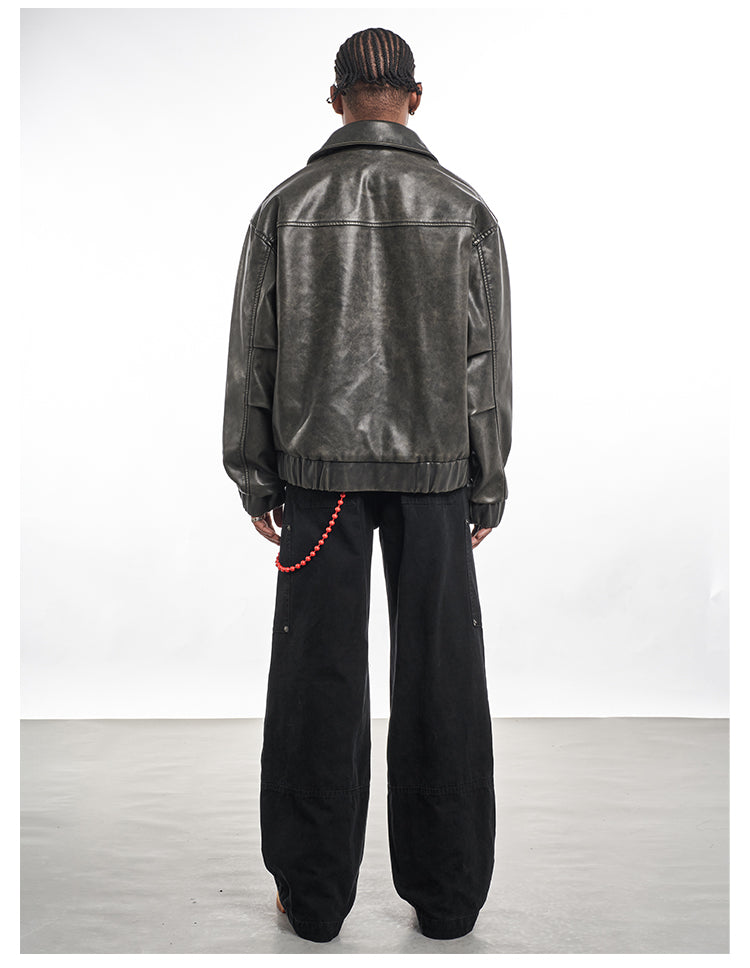 F3F Select Vintage PU Leather Zip Up Jacket | Face 3 Face