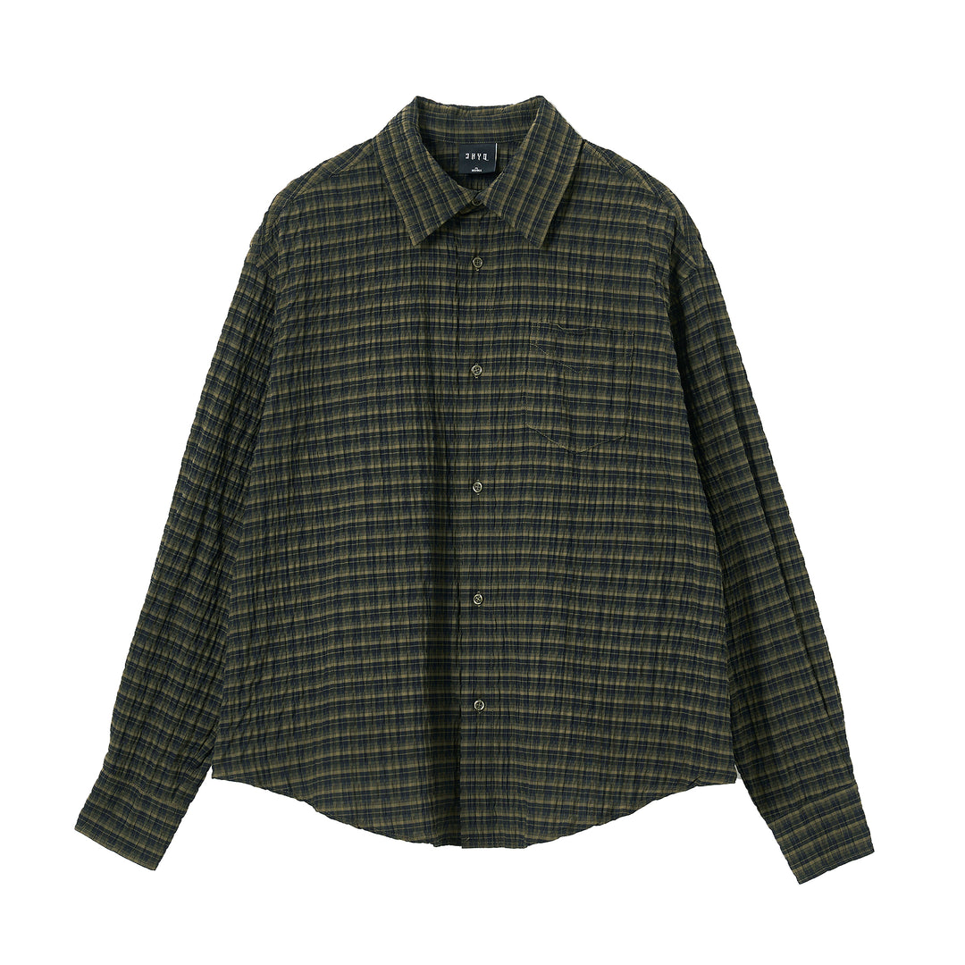JHYQ Vintage Plaid Patchwork Long Sleeved Shirt | Face 3 Face