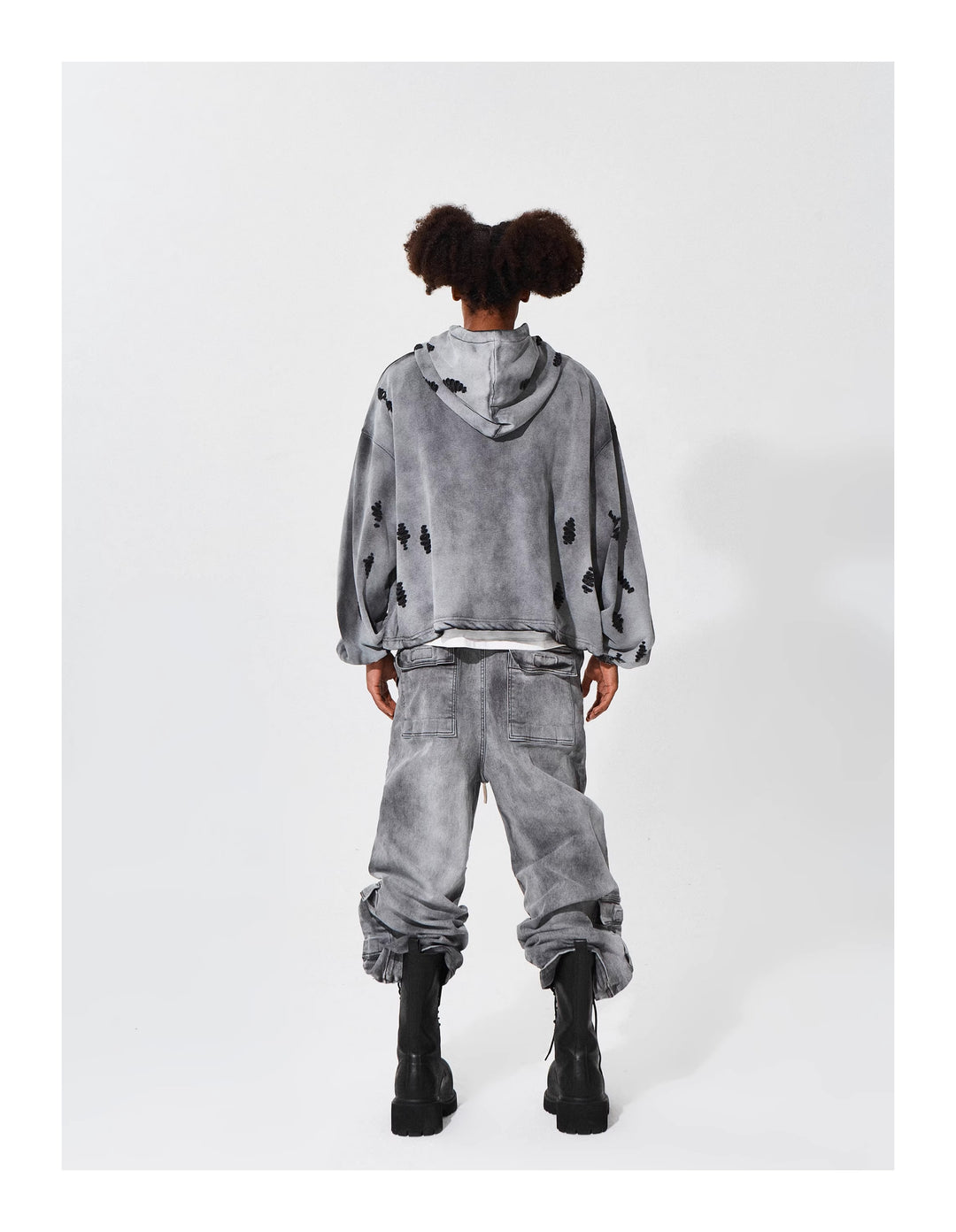 KARMANISTIC Distressed Washed Rivets Hoodie | Face 3 Face