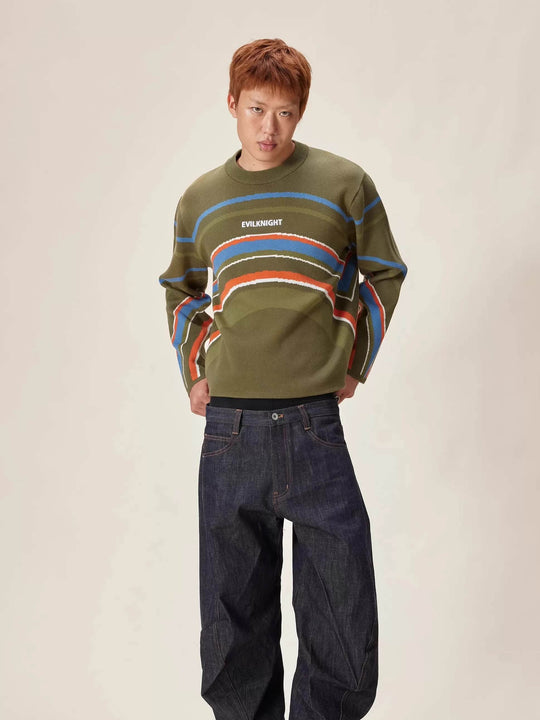 EVILKNIGHT(EK) Rainbow Circle Pattern Knit Sweater | Face 3 Face