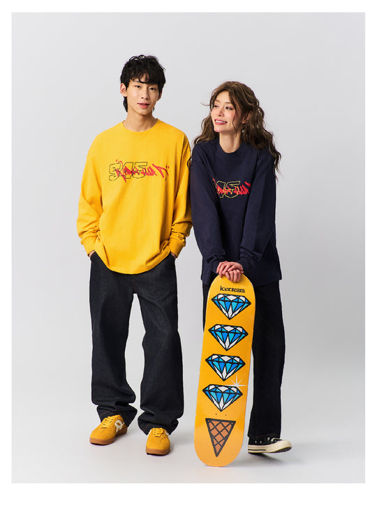 S45 Graffiti Font Typography Long-Sleeve Tee | Face 3 Face