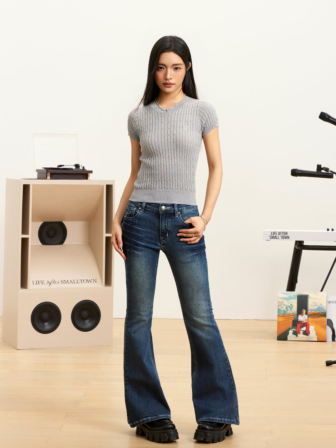 Small Town Kid Twist Knit Slim Fit Short Sleeve Tee | Face 3 Face