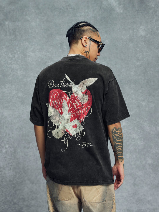1807 Love Letter Dove Washed Tee | Face 3 Face