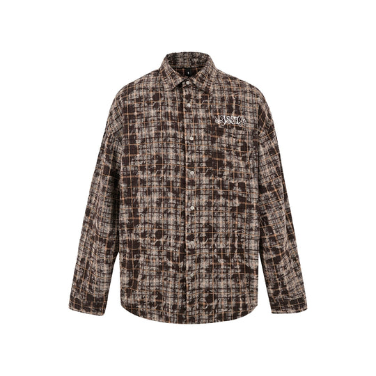 1807 Tie Dye Plaid Long Sleeve Shirt | Face 3 Face