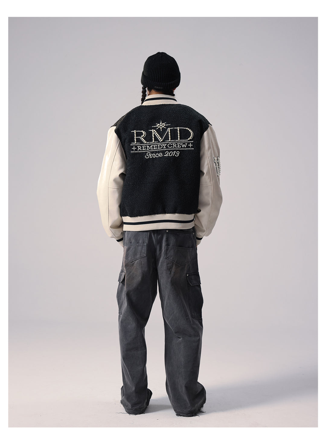 Remedy RMD Pearl Embroidered Leather Varsity Jacket | Face 3 Face