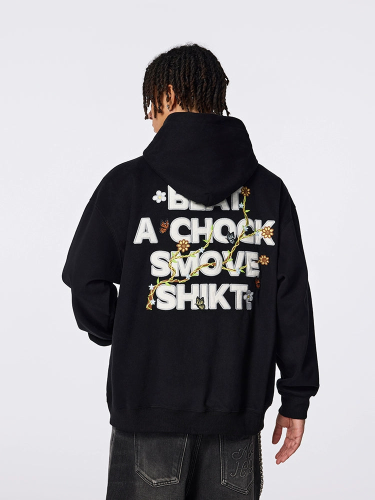Achock Floral Patch Embroidered Zip Up Hoodie | Face 3 Face