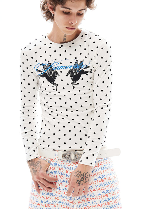 KARMANISTIC All Over Dot Chest Pegasus Print Long Sleeve Tee | Face 3 Face