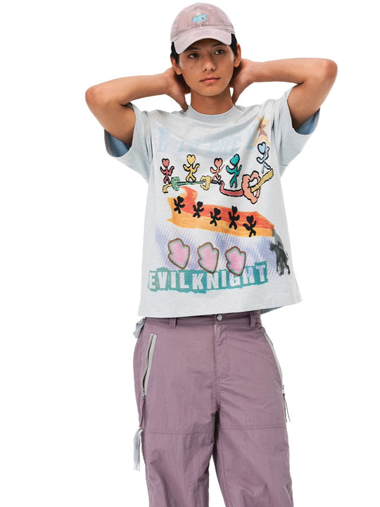 EVILKNIGHT(EK) Hand Painted Graffiti Tee | Face 3 Face