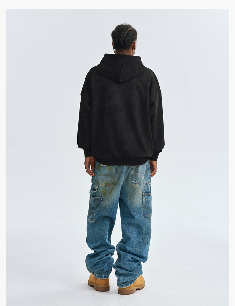 MEDM Basic Letter Logo Suede Hoodie | Face 3 Face