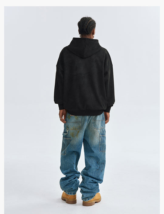 MEDM Basic Letter Logo Suede Hoodie | Face 3 Face