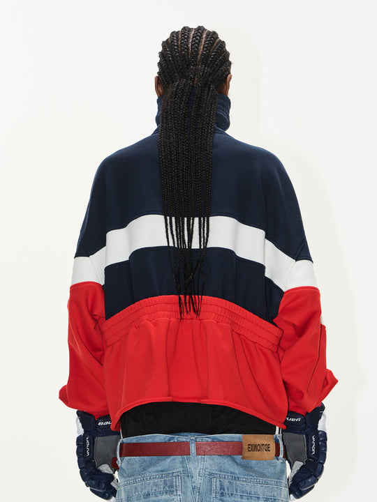BLIND NO PLAN Colorblocked High Neck Jersey Track Jacket | Face 3 Face