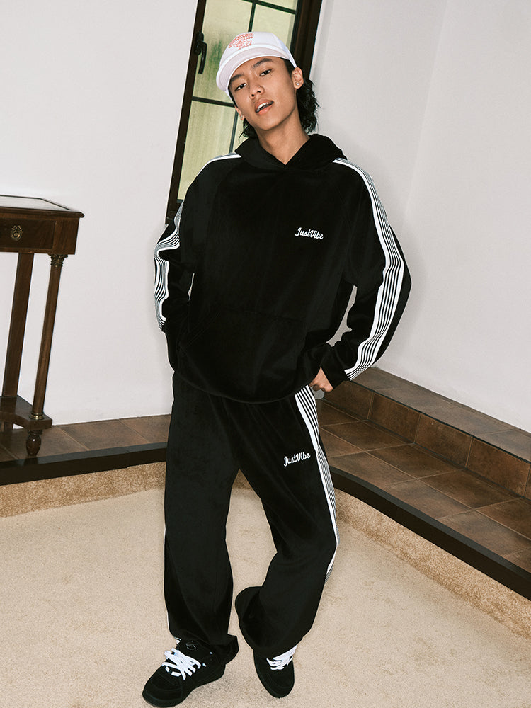 JUST VIBE Velvet Side Stripe Track Pants | Face 3 Face