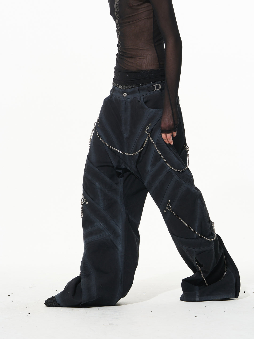 Streetwear baggy pants | Chain Washed Work Patchwork Baggy Pants | Face 3 Face