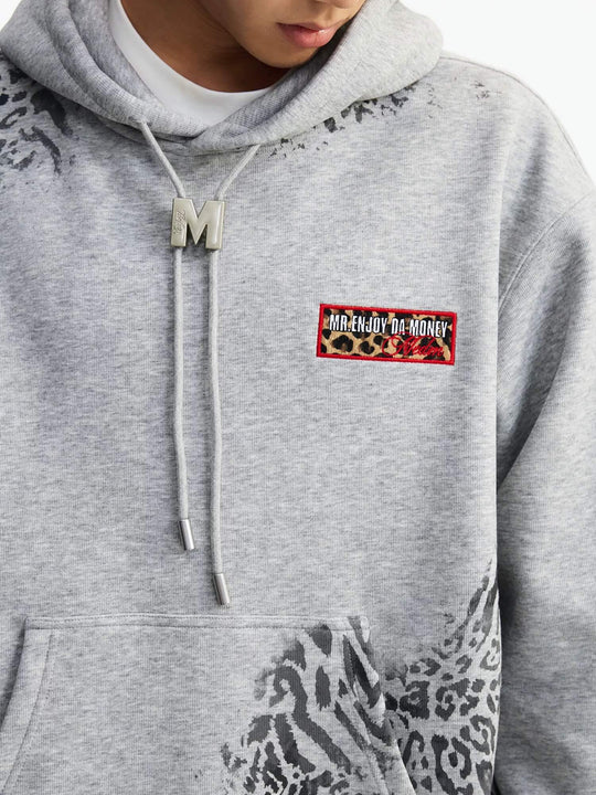 MEDM Leopard Print M Buckle Drawstring Hoodie | Face 3 Face