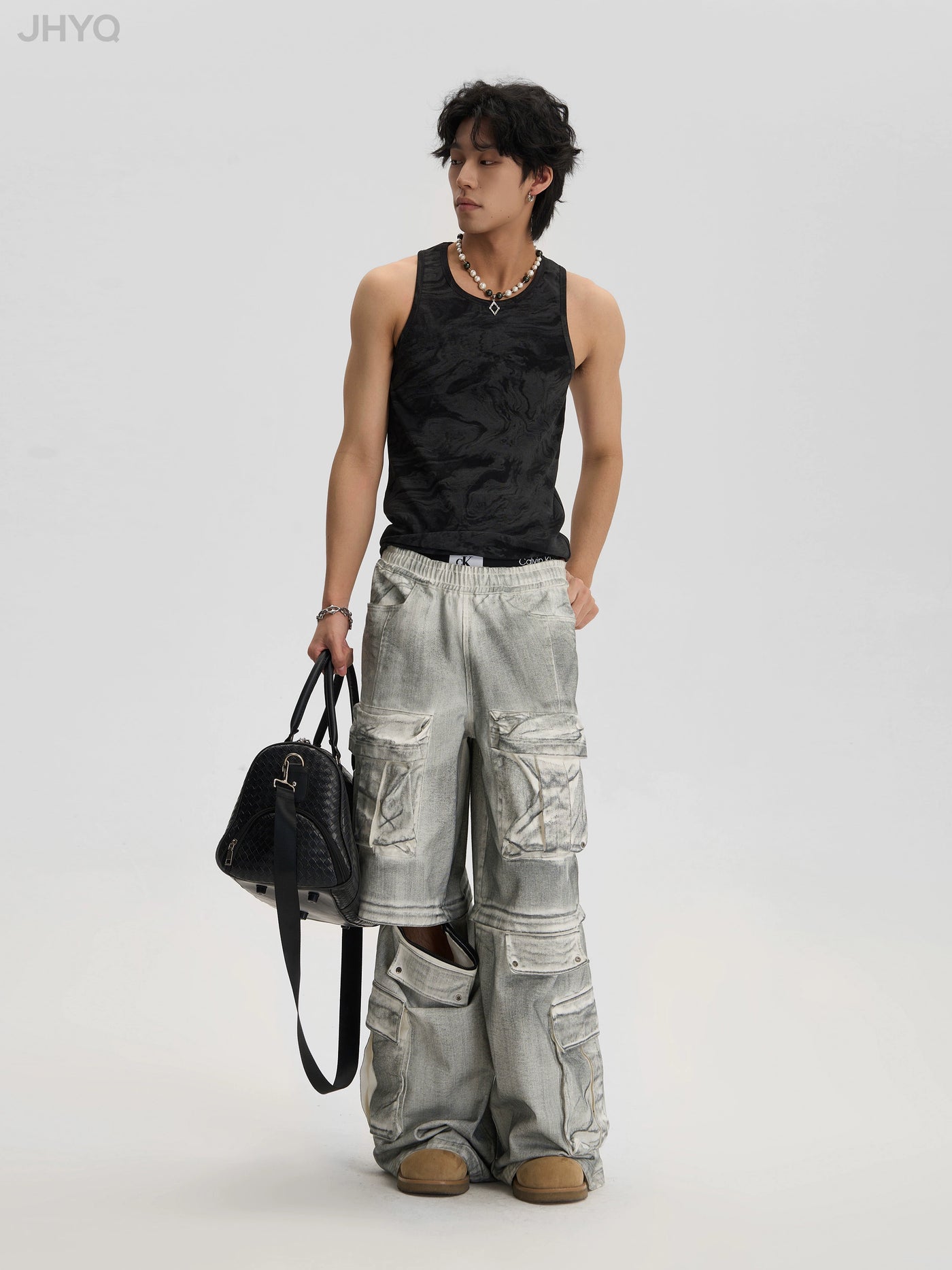 JHYQ Dirty Dye Multi Pocket Removable Work Cargo Pants