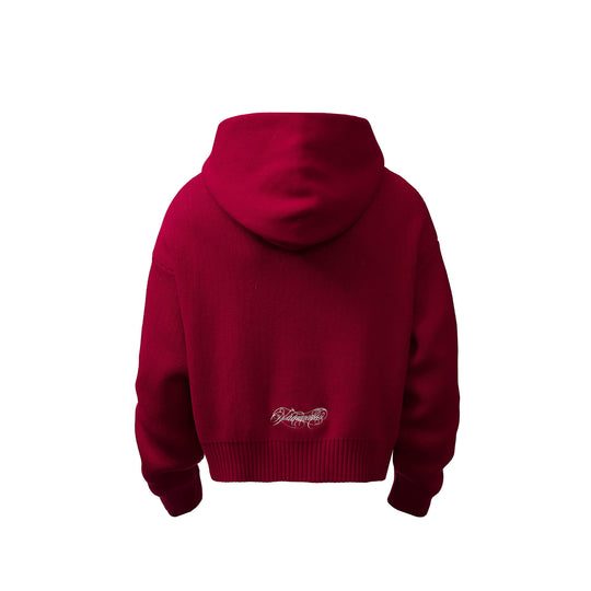 KARMANISTIC Embroidered Zip Up Knit Hoodie | Face 3 Face