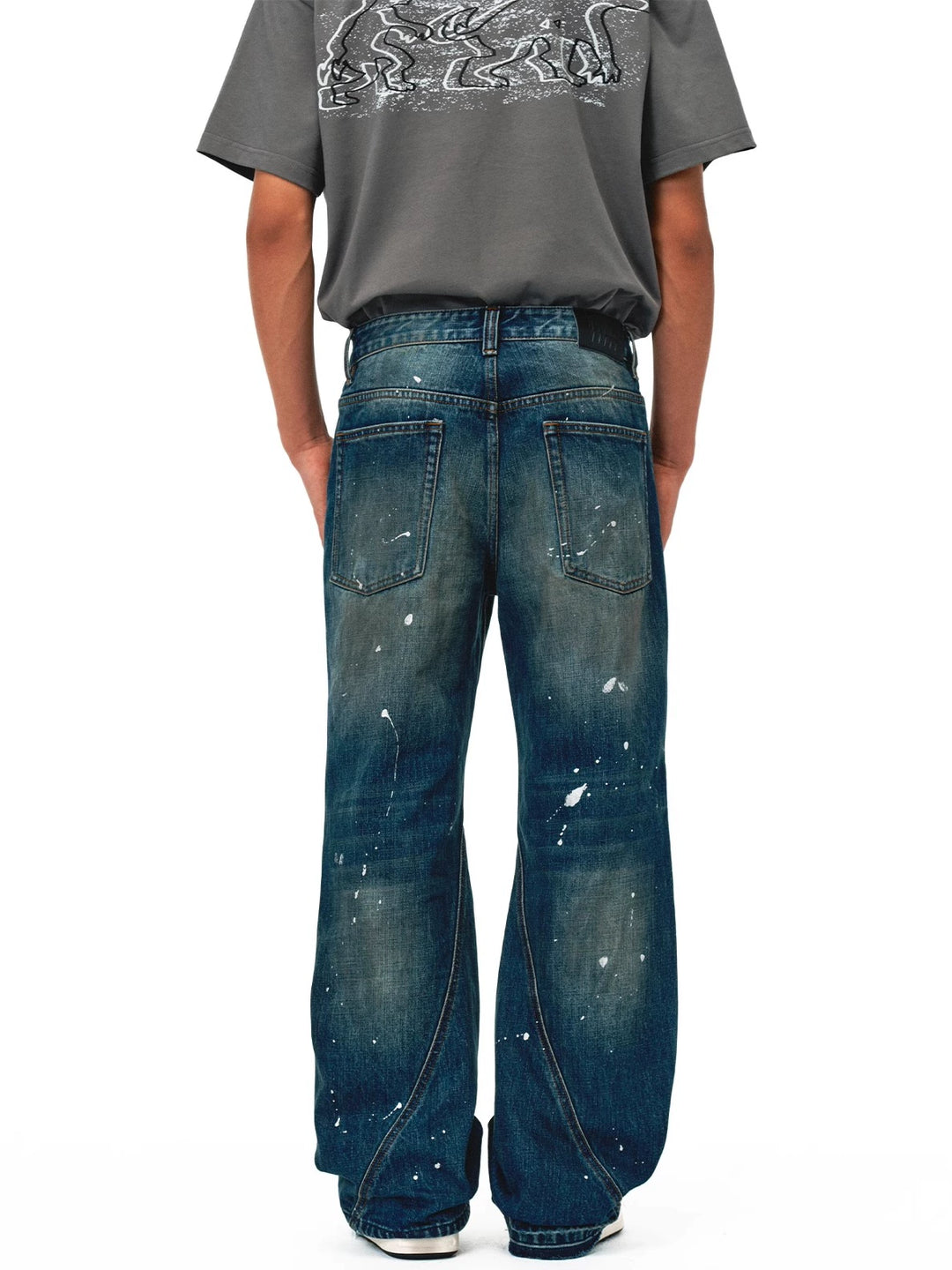EVILKNIGHT(EK) Aged Splatter Ink Flared Denim Jeans | Face 3 Face