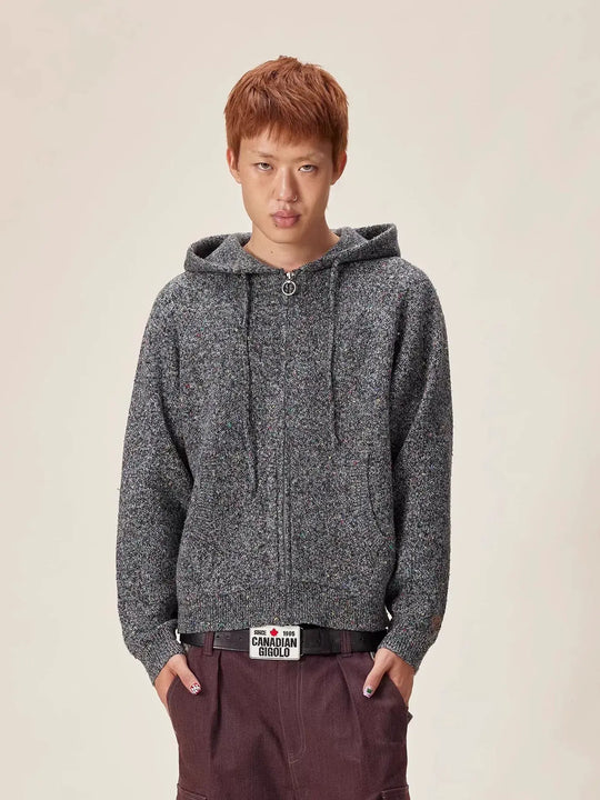 EVILKNIGHT(EK) Speckled Knit Zip Up Hoodie