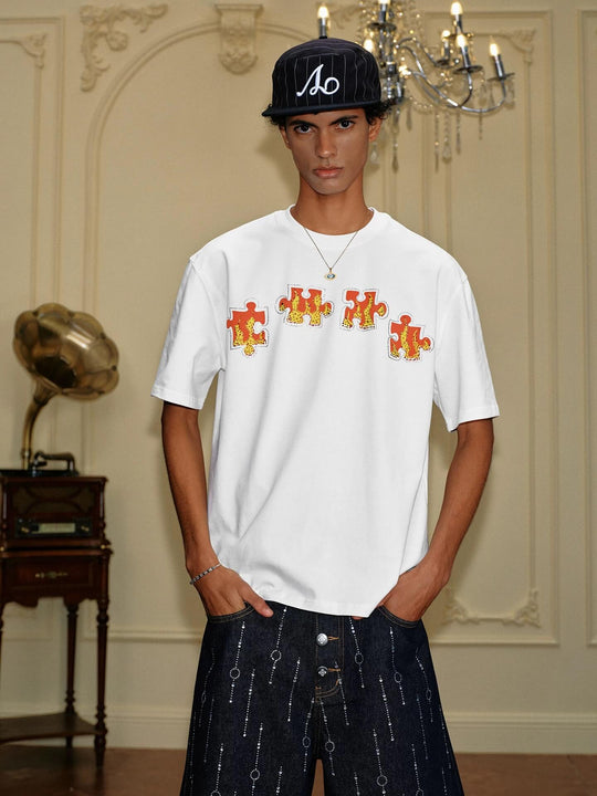 YADcrew Puzzle Piece Flame Rhinestone Tee | Face 3 Face