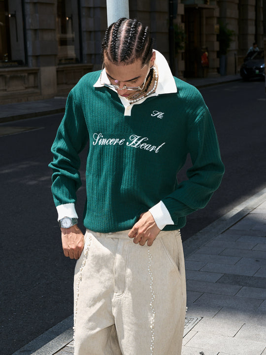STEEPC Contrast Lapel Polo Knit Sweater | Face 3 Face