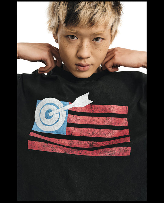 NOVACAM Washed Backstitch Vintage Print Black & Camouflage Tee | Face 3 Face