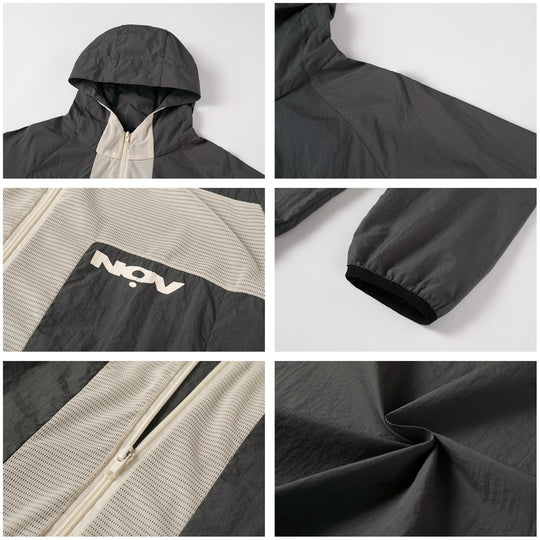 NOVACAM Wrinkled Nylon Mesh-Paneled Hooded Track Jacket | Face 3 Face