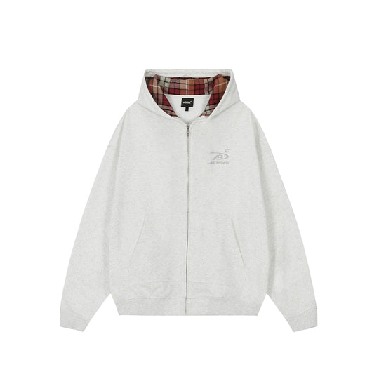 Achock Logo Embroidery Plaid Lining Zip Up Hoodie | Face 3 Face