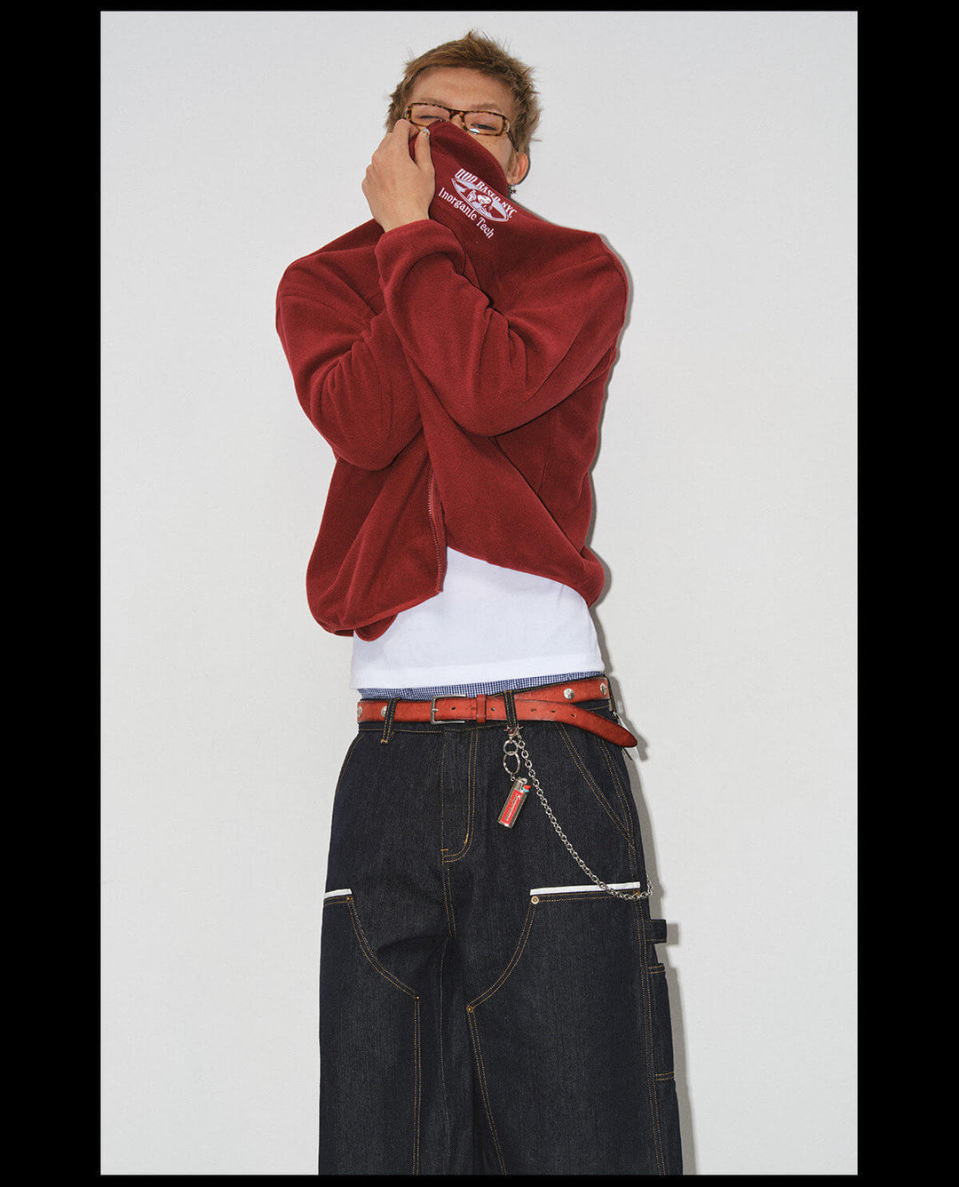 NOVACAM Burgundy Embroidered Fleece Zip Up Jacket | Face 3 Face