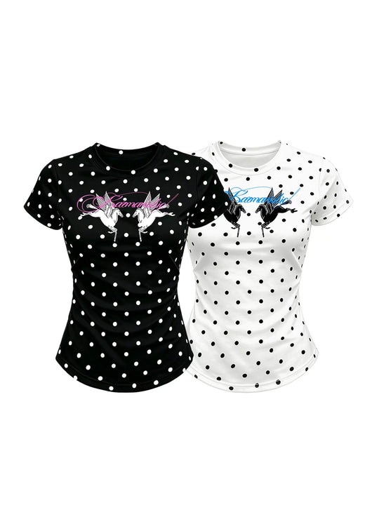 KARMANISTIC All Over Dot Chest Pegasus Print Short Sleeve Tee | Face 3 Face