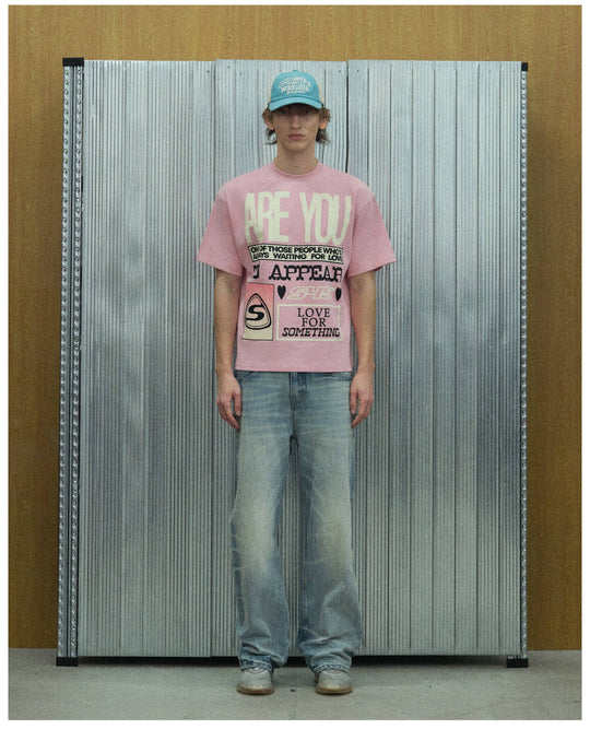 S45 Contrast Color Slogan Print Short Sleeve Tee | Face 3 Face