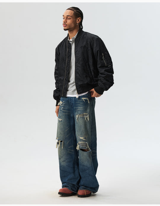 MEDM Crinkled Nylon MA-1 Bomber Jacket | Face 3 Face