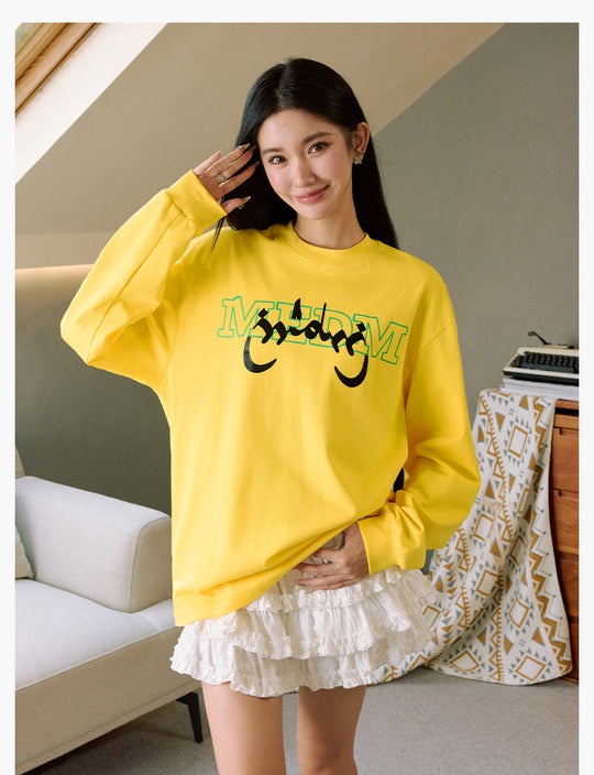 MEDM Arched Logo Handwritten Long Sleeve Tee | Face 3 Face