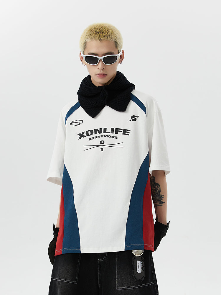 XONLIFE Contrast Color Letter Print Soccer Jersey Tee | Face 3 Face