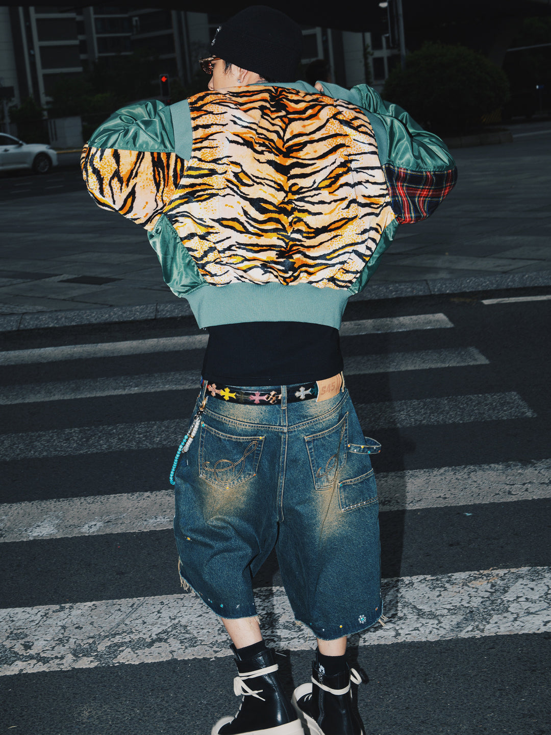 S45 Gem Woodcutting Distressed Raw Edge Denim Shorts | Face 3 Face