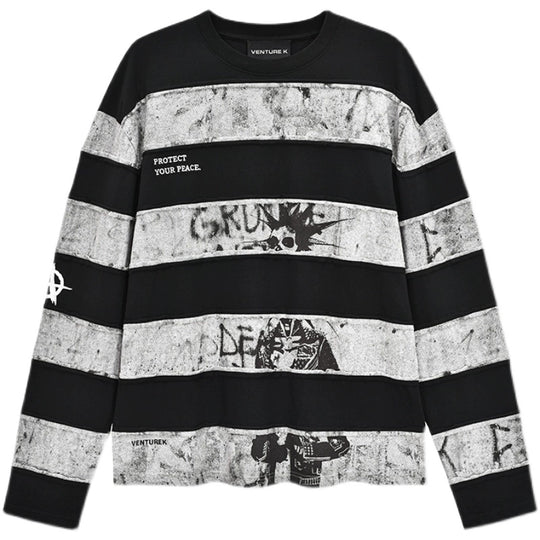 VENTUREK Black Gray Patchwork Long Sleeve Tee | Face 3 Face