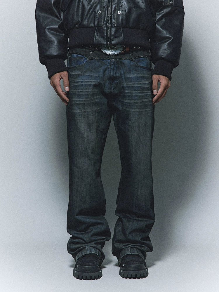 ANTIDOTE Dirty Blue Destroyed Studded Bootcut Jeans | Face 3 Face