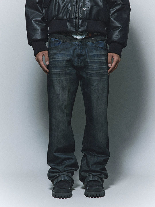 ANTIDOTE Dirty Blue Destroyed Studded Bootcut Jeans | Face 3 Face