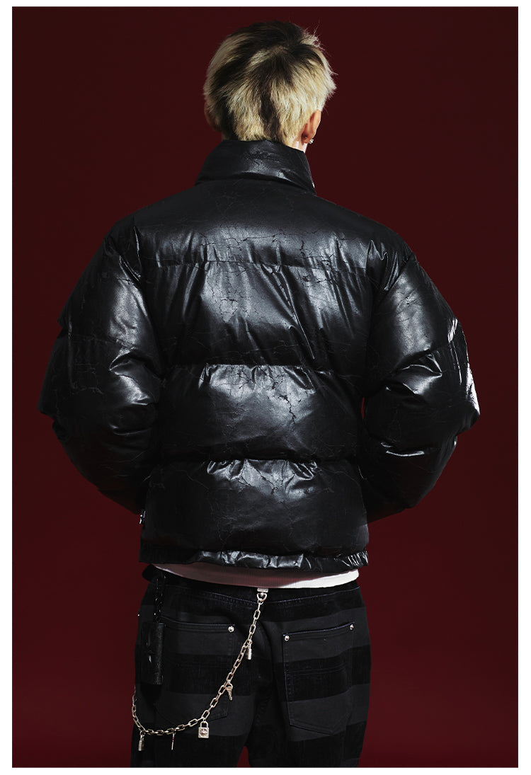 Remedy Cracked Design Puffer Jacket | Face 3 Face
