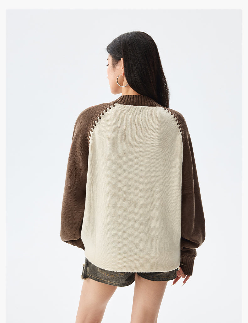 MEDM Color-Blocked Raglan Sleeve Knit Sweater | Face 3 Face