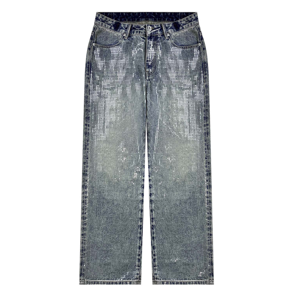 EVILKNIGHT(EK) Shiny & Attractive Fish Scale Bead Craft Jeans | Face 3 Face