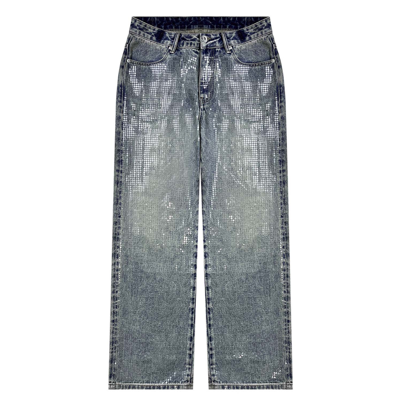 EVILKNIGHT(EK) Shiny & Attractive Fish Scale Bead Craft Jeans | Face 3 Face