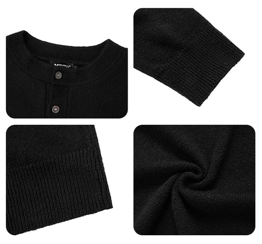 F3F Select Relaxed Fit Henley Neck Knit Sweater | Face 3 Face