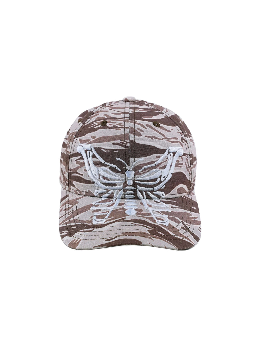 LIBERAFIT Skeleton Butterfly Embroidered Camo Racing Cap | Face 3 Face