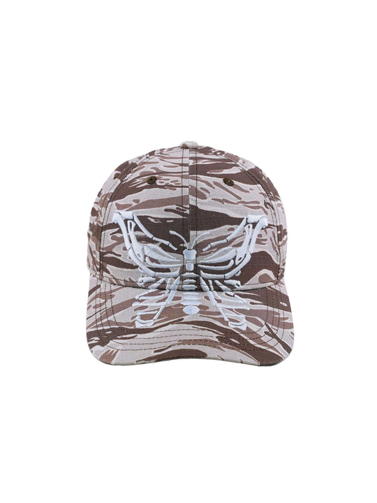 LIBERAFIT Skeleton Butterfly Embroidered Camo Racing Cap | Face 3 Face